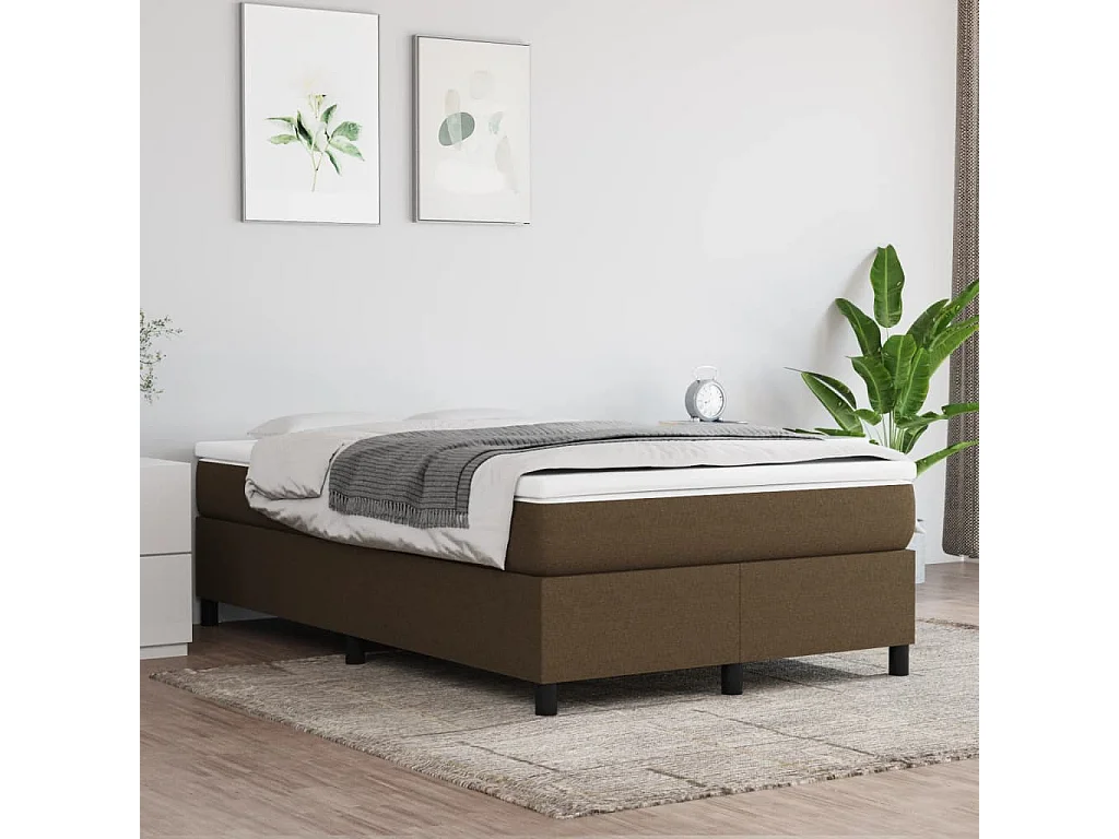 Estrutura de cama com molas 120x200 cm tecido castanho-escuro