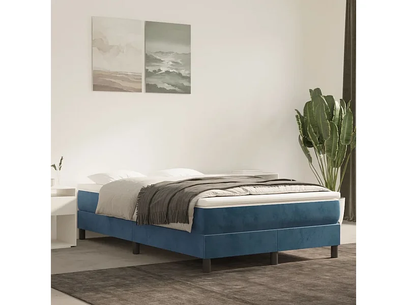 Estructura de cama box spring terciopelo azul oscuro 120x200 cm