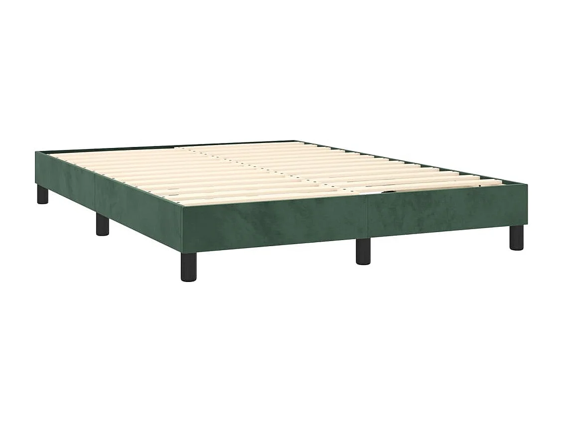 Estrutura de cama com molas 140x190 cm veludo verde-escuro