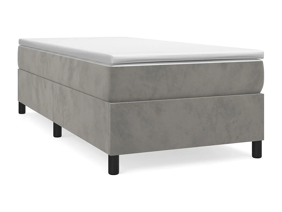 Estructura de cama box spring terciopelo gris claro 90x190 cm