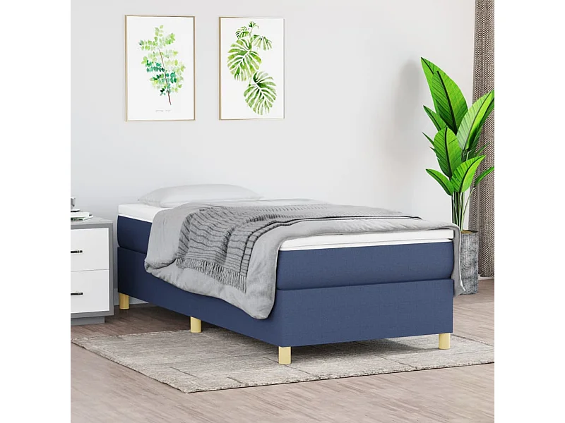 Estrutura de cama com molas 80x200 cm tecido azul