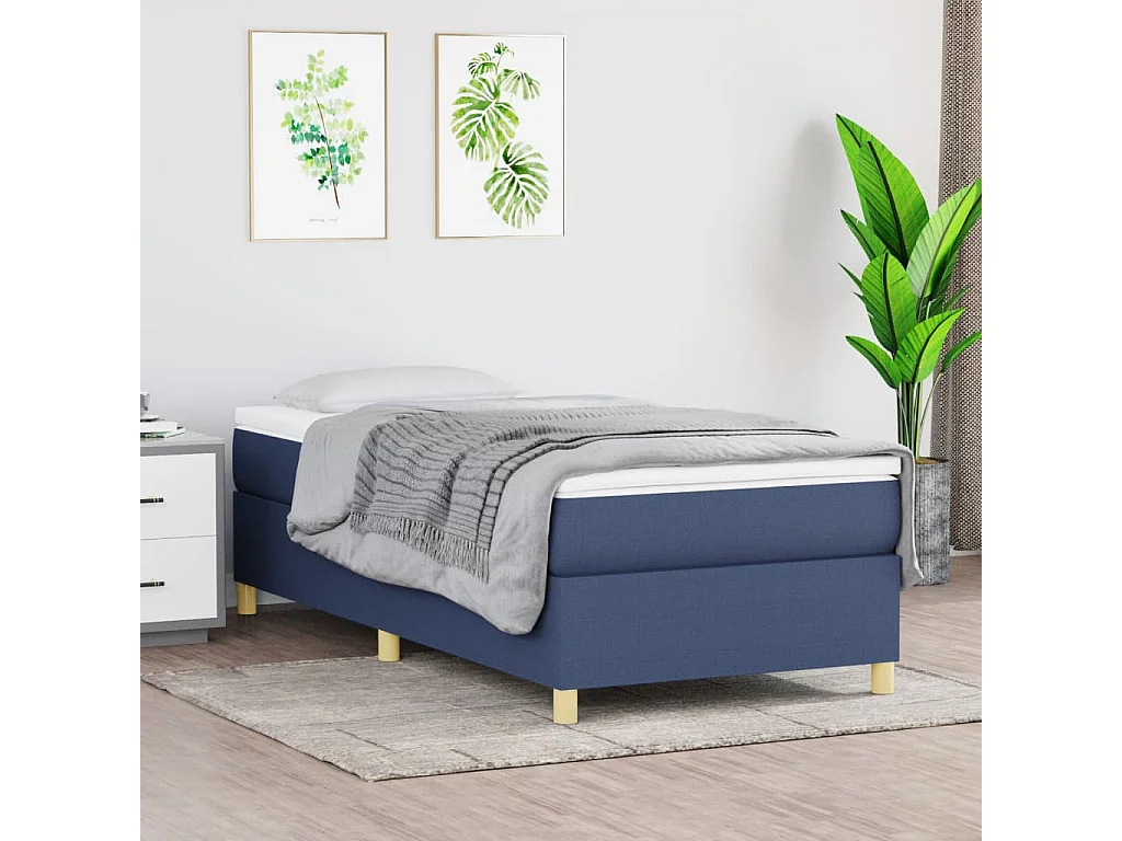 Estrutura de cama com molas 80x200 cm tecido azul