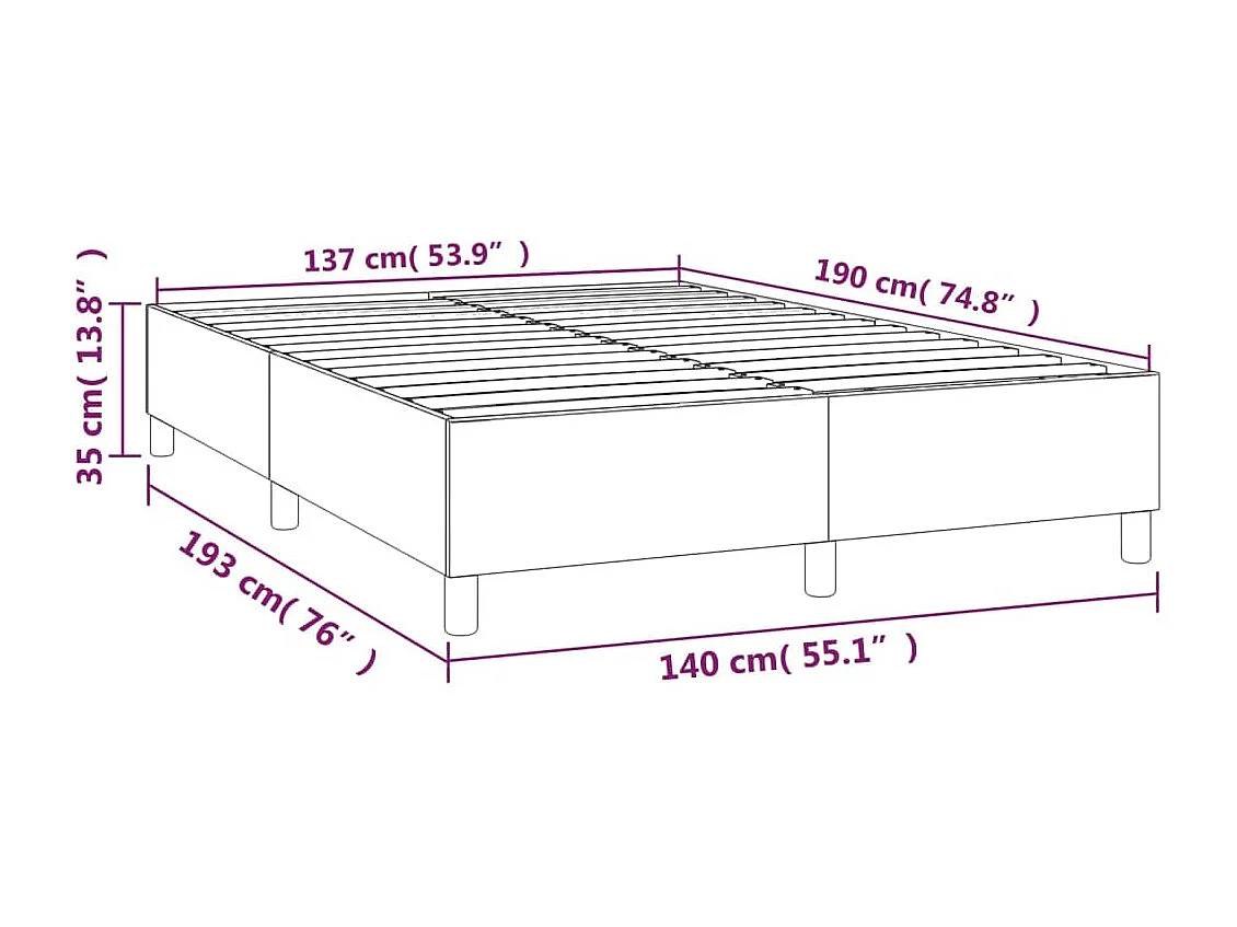 Bedframe zonder matras stof blauw 140x190 cm