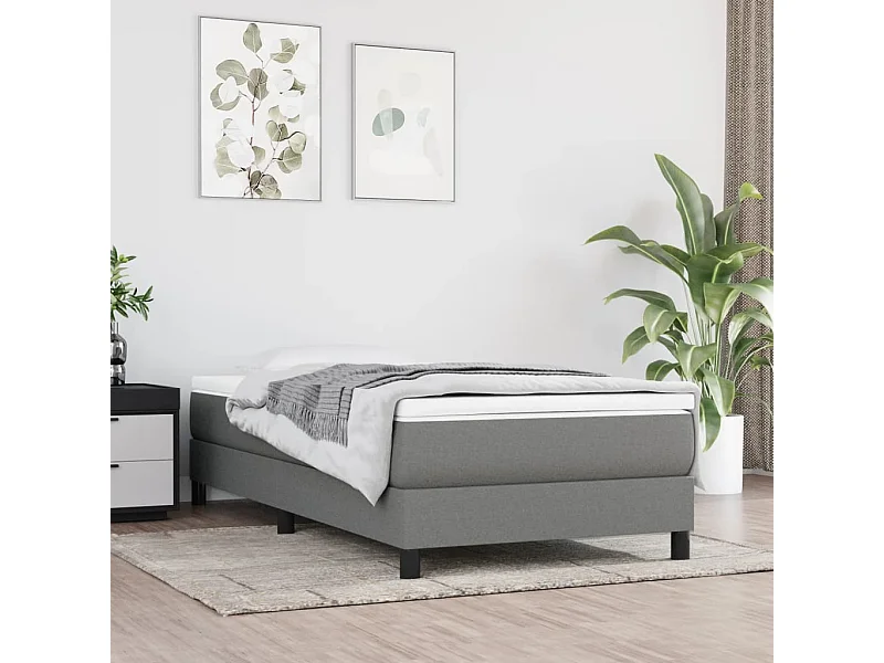 Estructura de cama box spring tela gris oscuro 90x190 cm