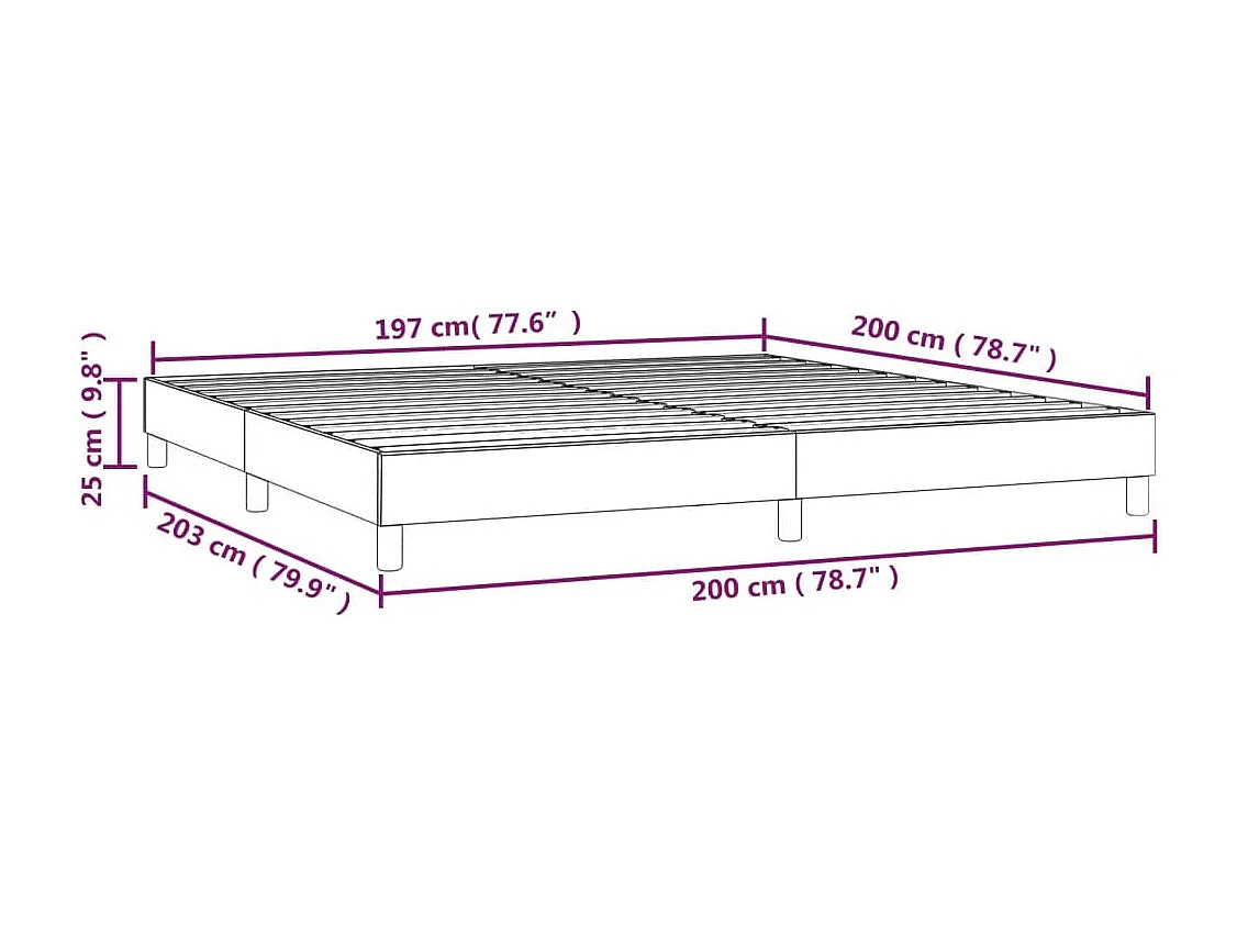 Estructura de cama box spring cuero sintético gris 200x200 cm