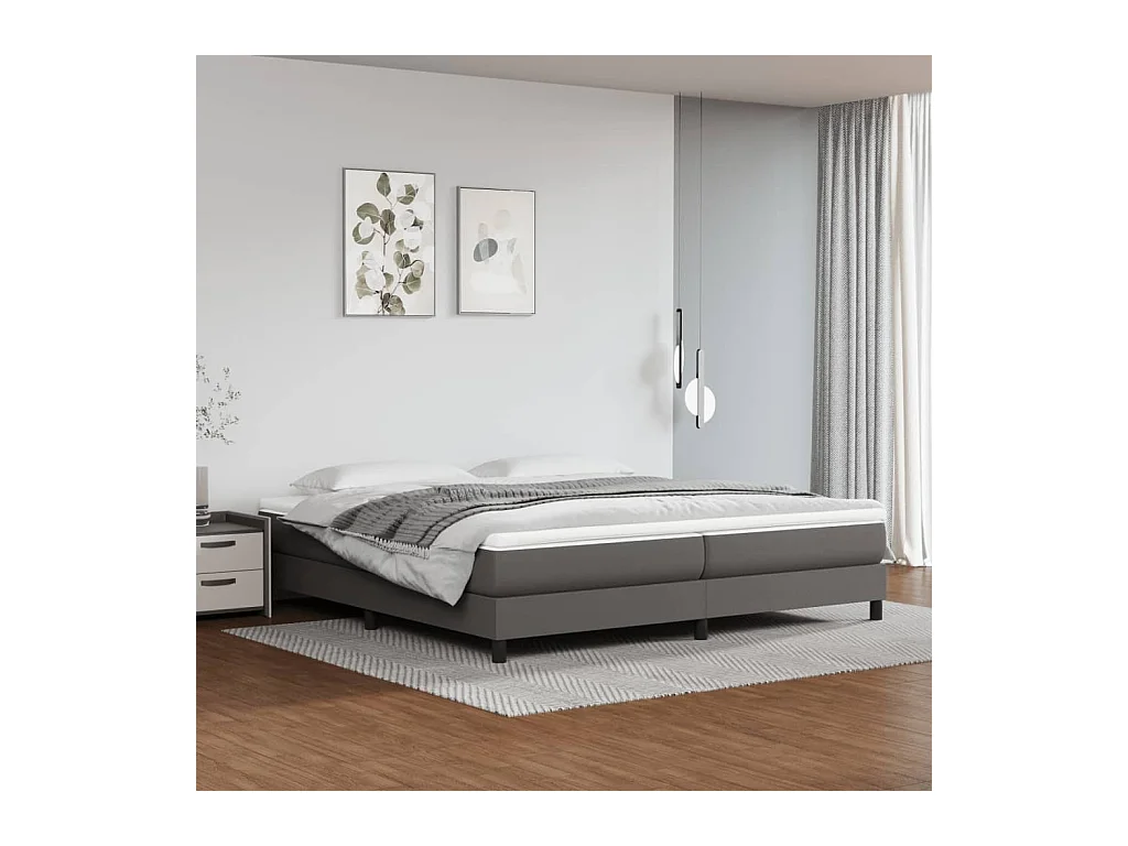 Sommier à lattes de lit Gris 200x200 cm Similicuir