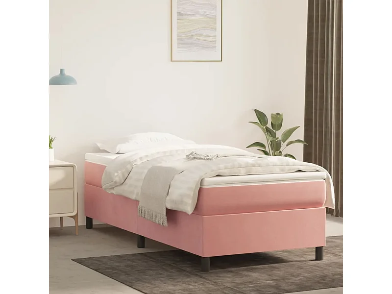 Estructura de cama box spring terciopelo rosa 80x200 cm