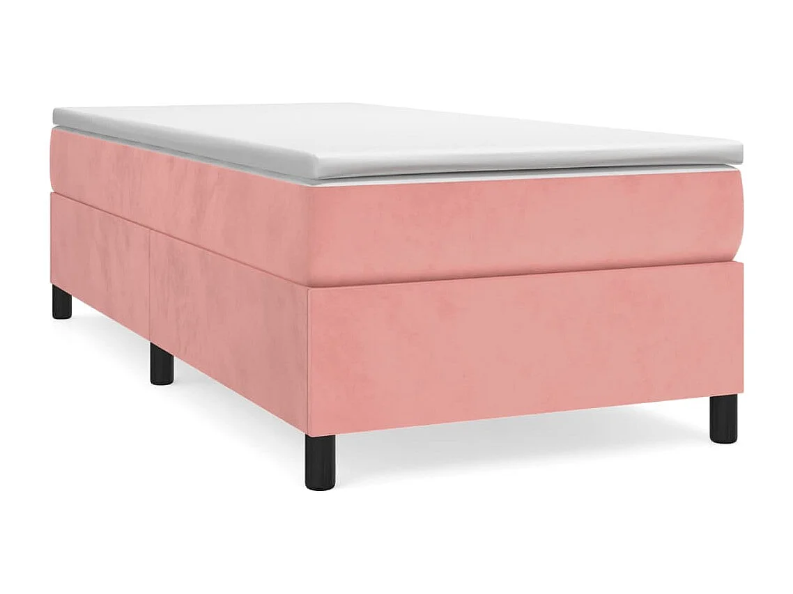 Estrutura de cama com molas 80x200 cm veludo rosa