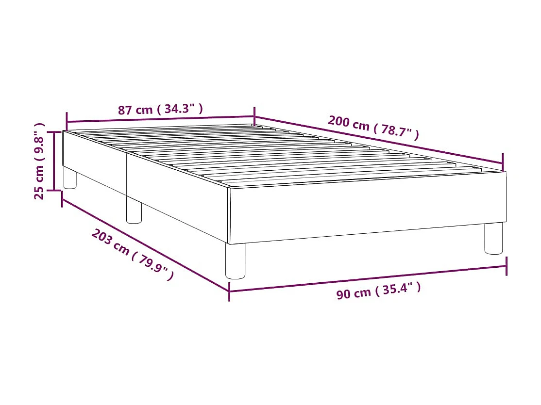 Estructura de cama box spring tela verde 90x200 cm