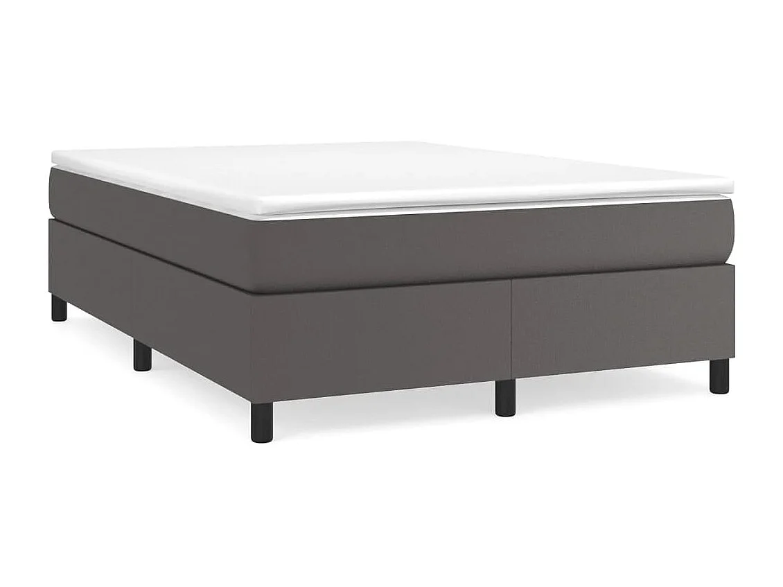 Estrutura de cama com molas 140x190cm couro artificial cinzento