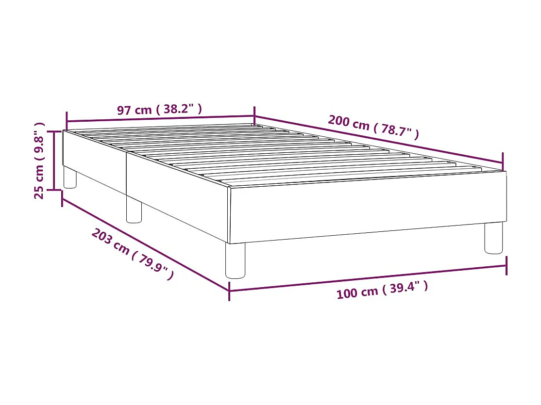 Estructura de cama box spring terciopelo gris oscuro 100x200 cm