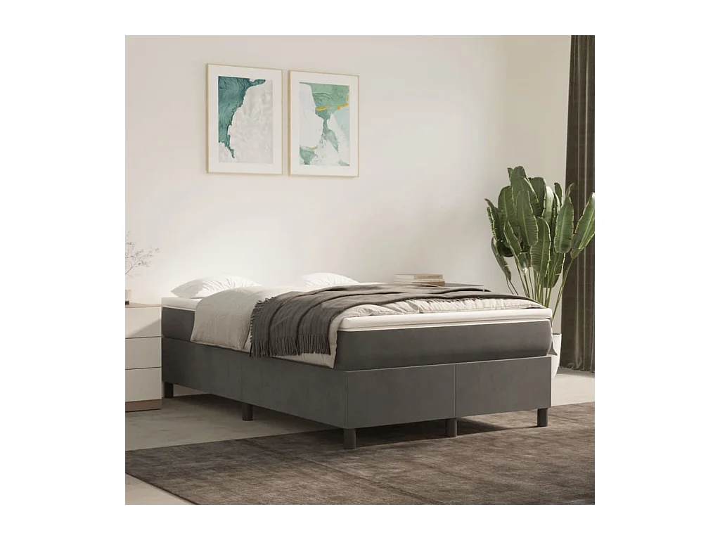 Estrutura de cama com molas 120x200 cm veludo cinza-escuro