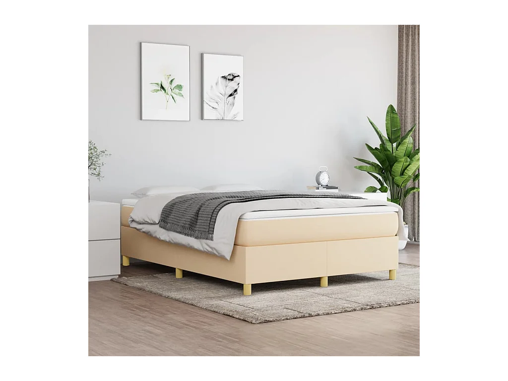 Sommier à lattes de lit Crème 140x190 cm Tissu