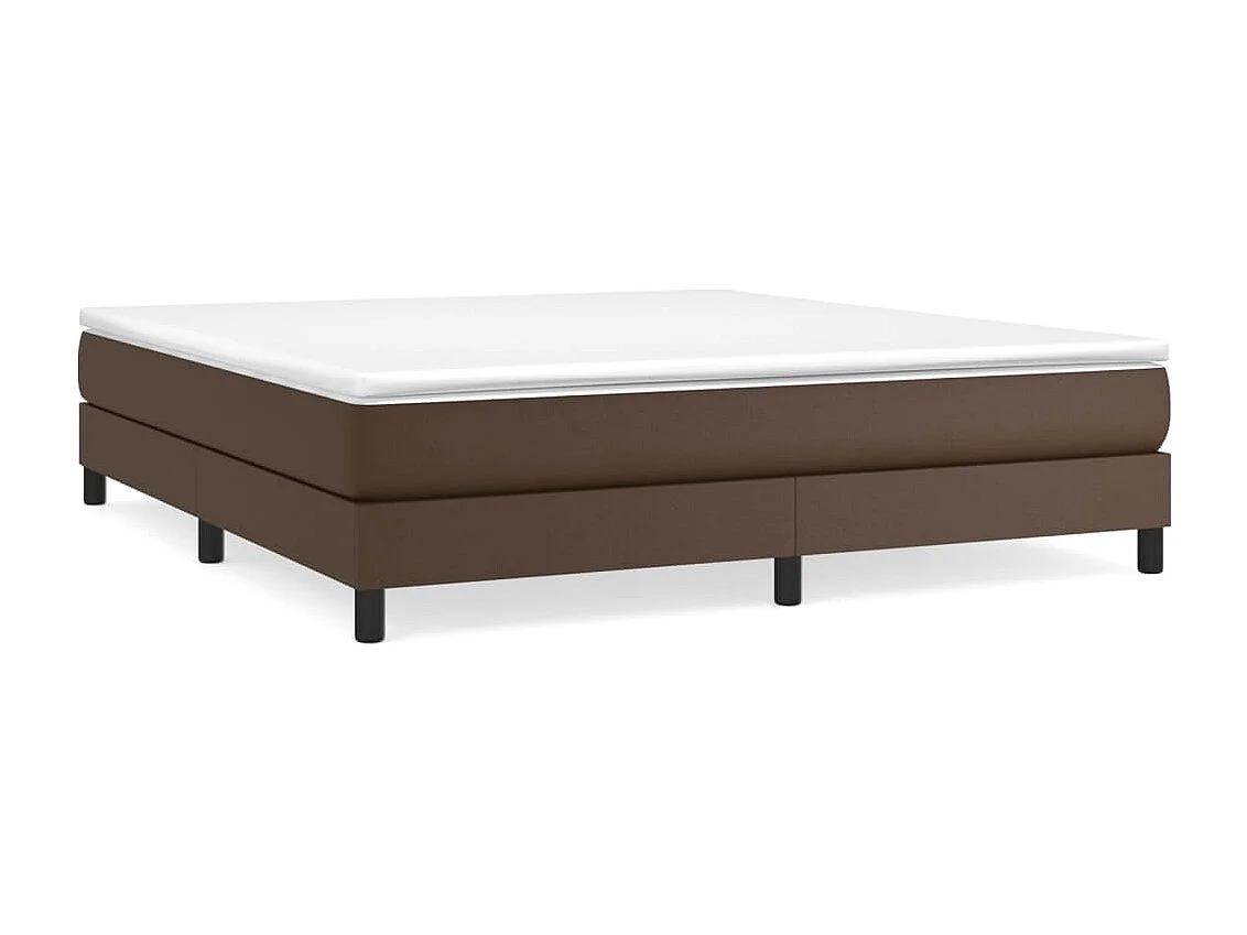 Estructura de cama box spring cuero sintético marrón 180x200 cm