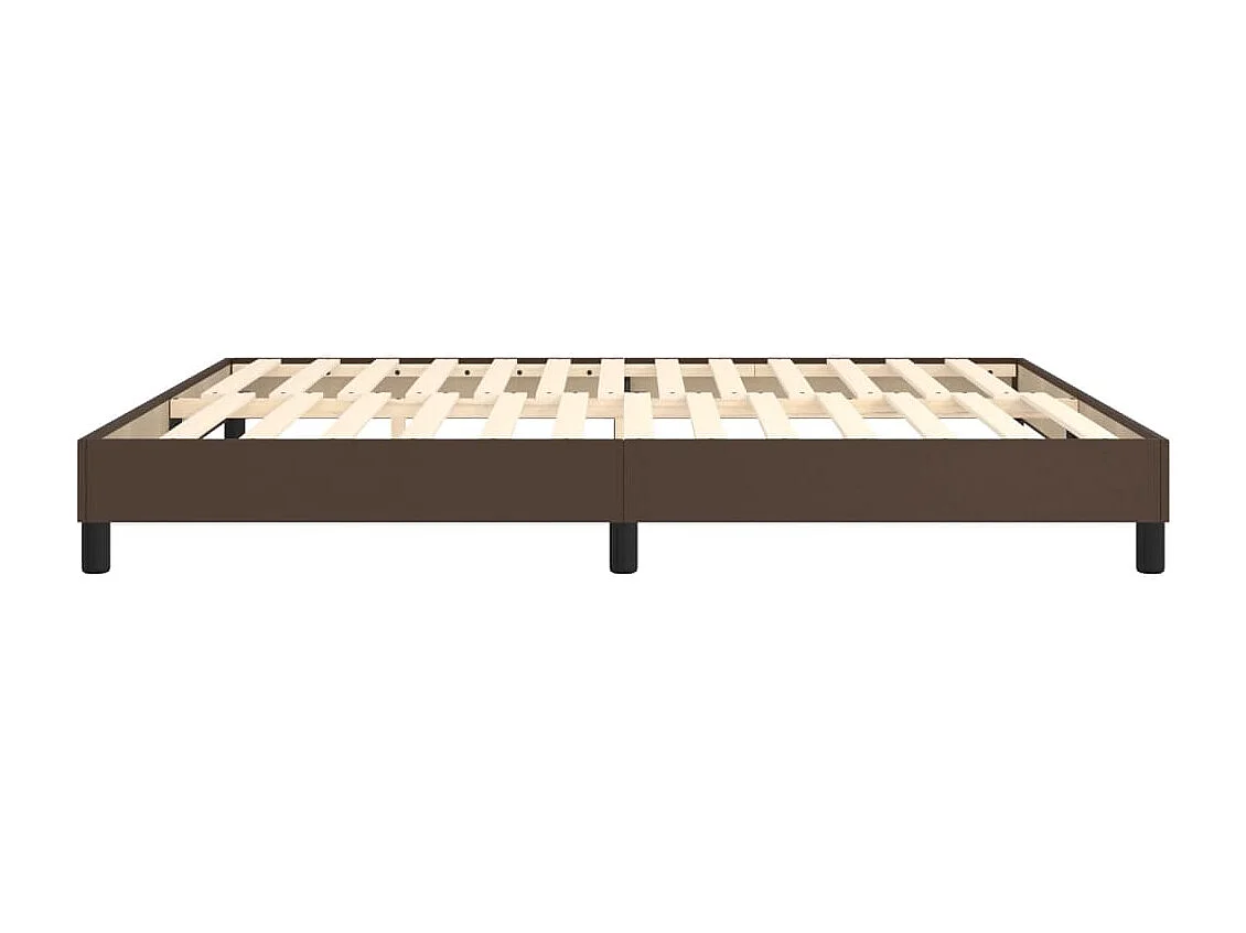 Estructura de cama box spring cuero sintético marrón 180x200 cm