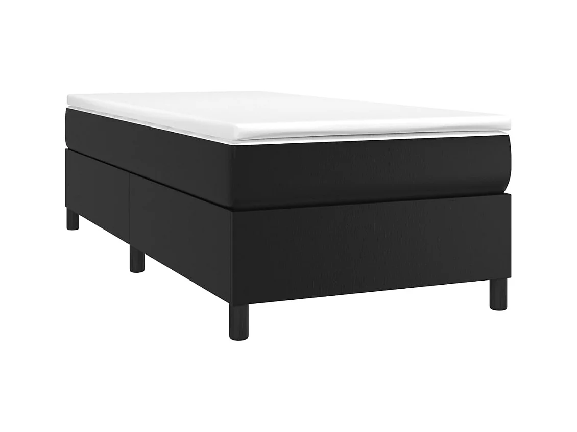 Estrutura de cama com molas 90x200 cm couro artificial preto