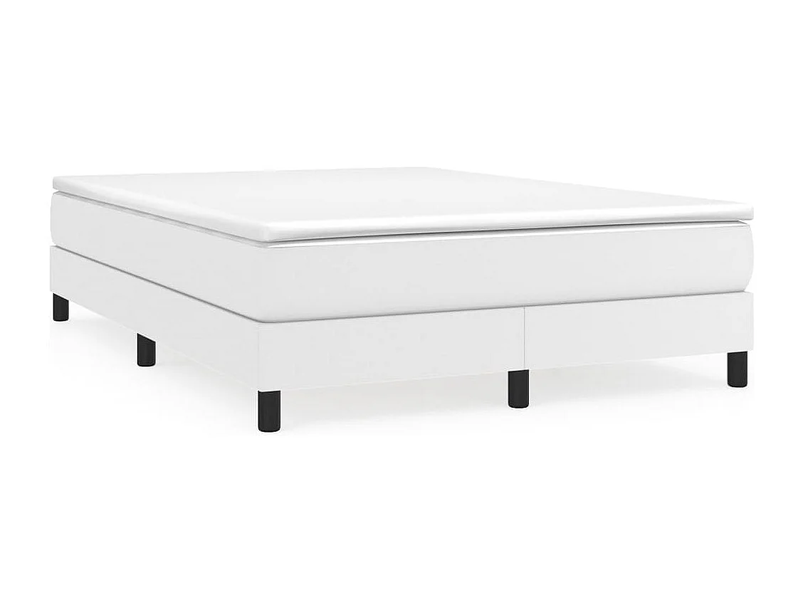 Estrutura de cama com molas 140x190 cm couro artificial branco