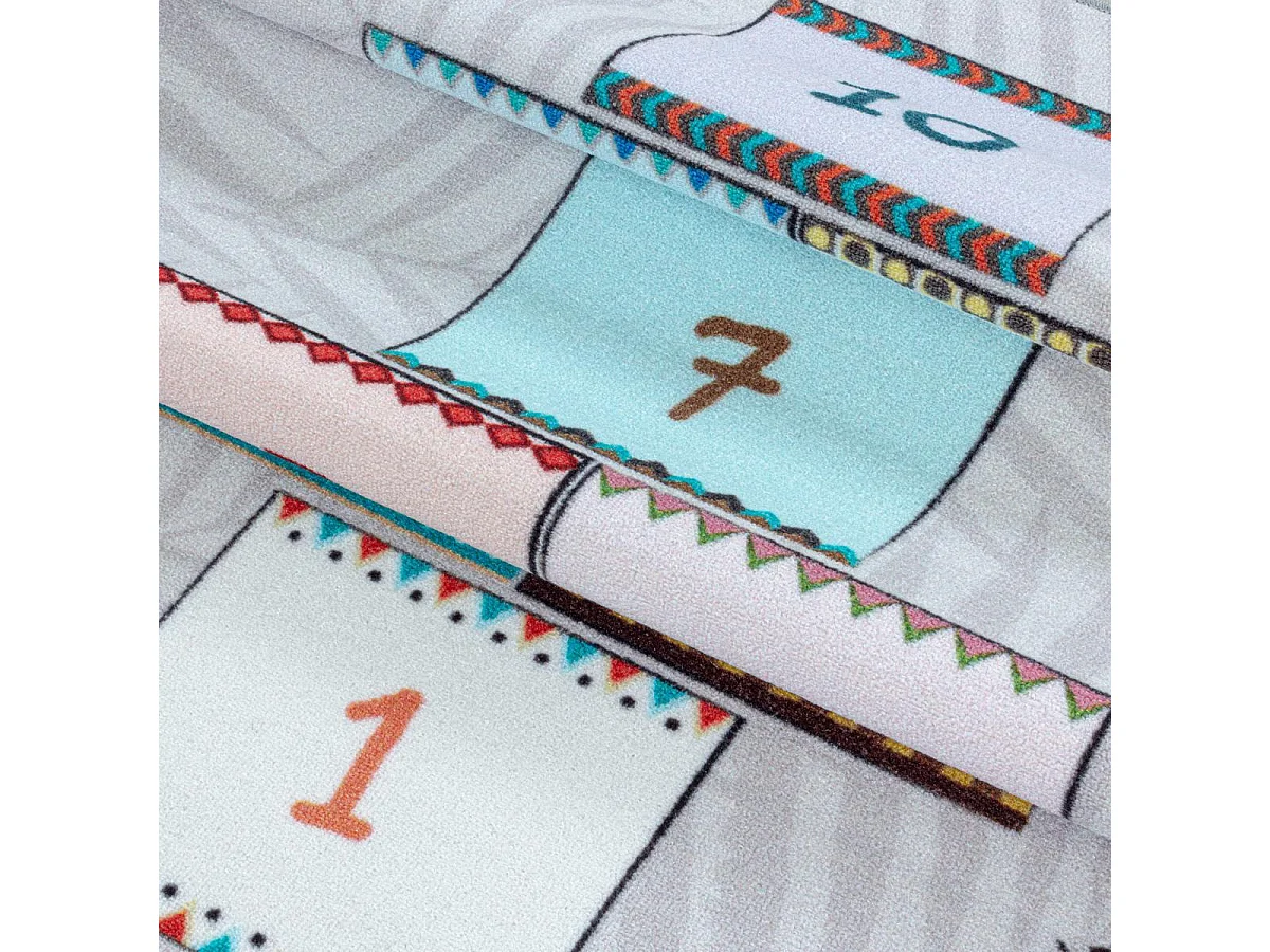 Tapis enfant 140x200 Lavable 30° HUSPLAY gris et marron