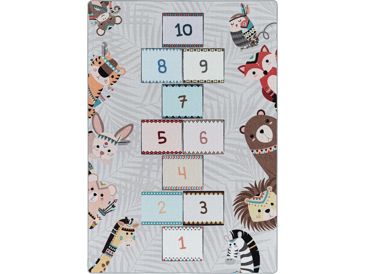 Tapis enfant 140x200 Lavable 30° HUSPLAY gris et marron