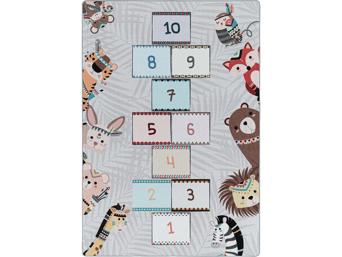 Tapis enfant 140x200 Lavable 30° HUSPLAY gris et marron
