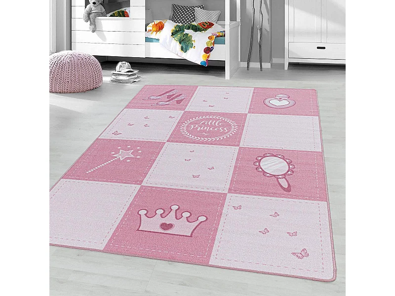 Tapis enfant 120x170 Lavable 30° ROSEKA rose
