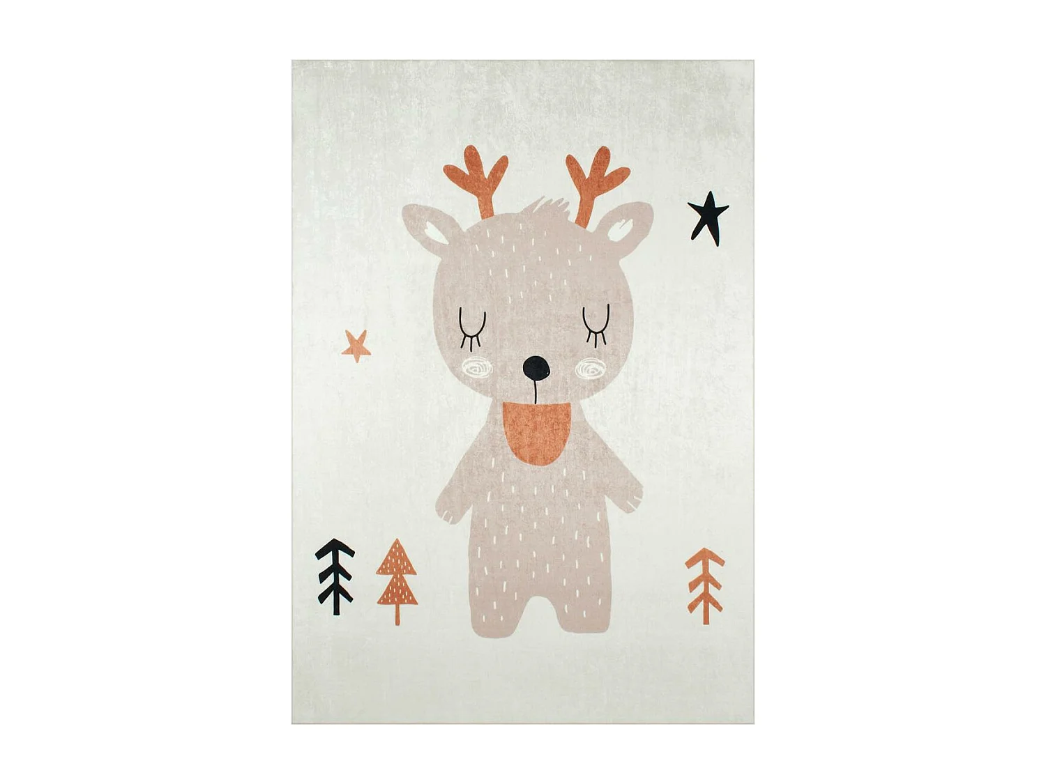 Tapis enfant 80x150 rectangle tissé marron motif animaux RENNE