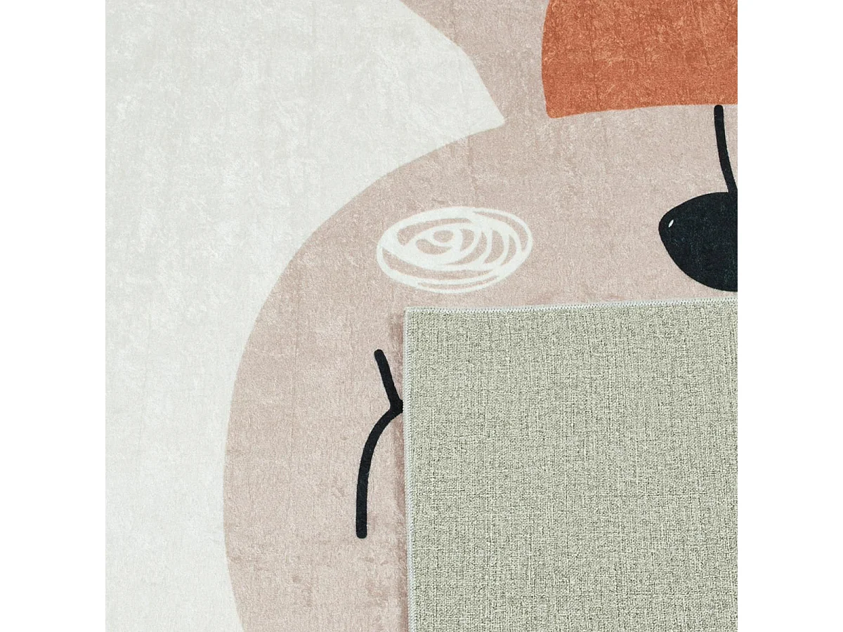 Tapis enfant 80x150 rectangle tissé marron motif animaux RENNE