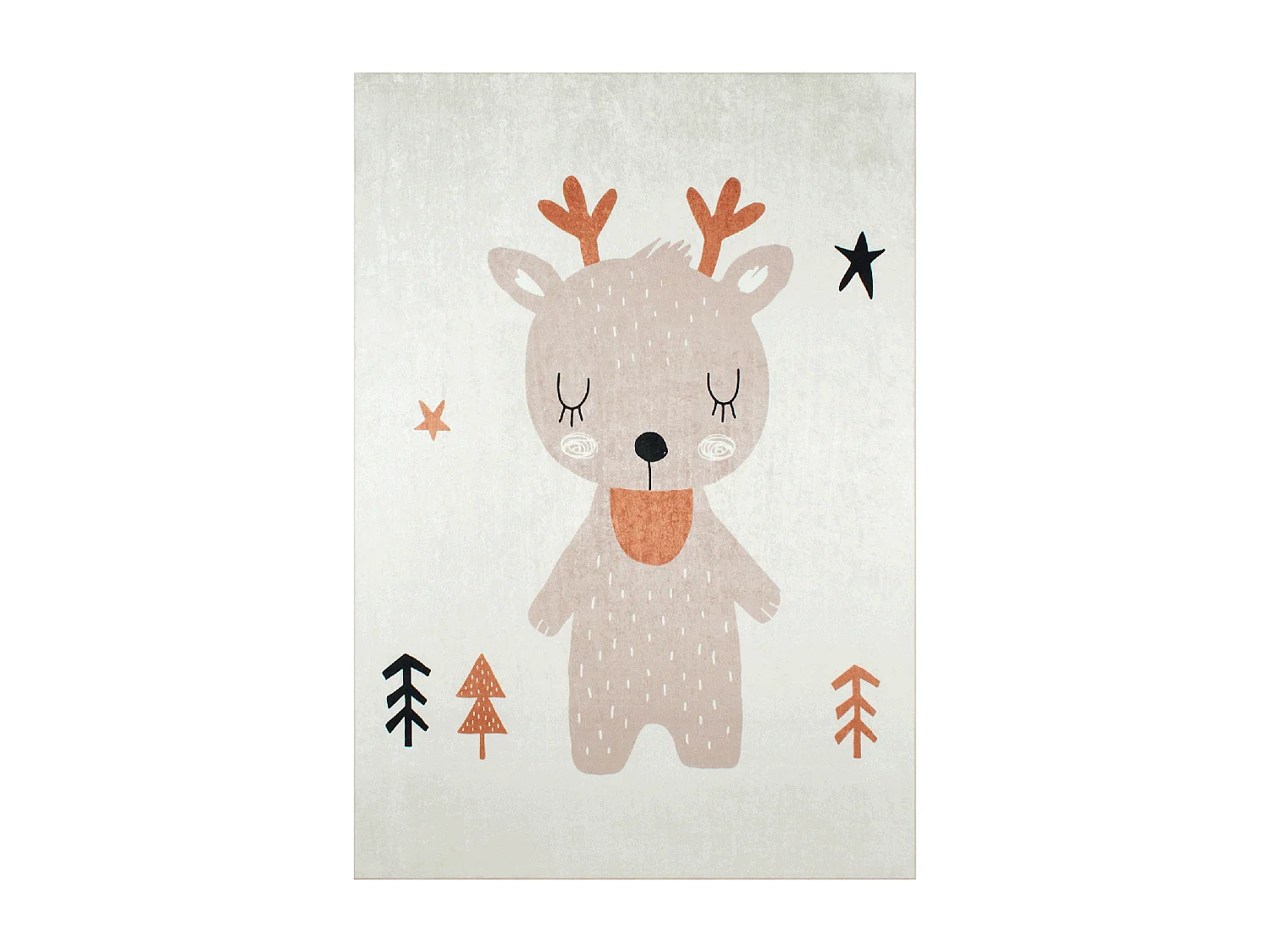 Tappeto per bambini 80x150 rettangolo tessuto marrone RENNA modello animale