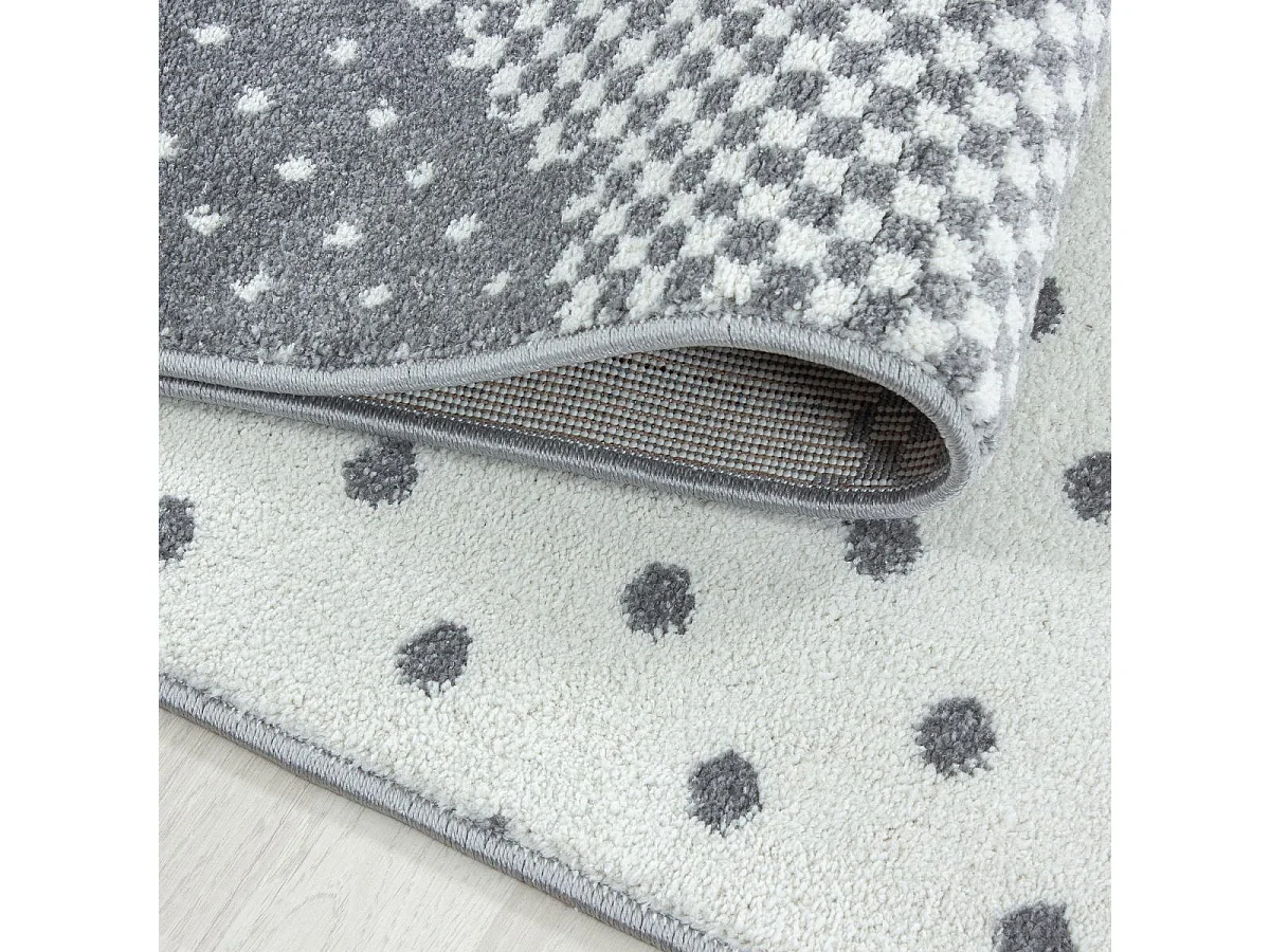 Tapis enfant 80x150 rectangle tissé rose et gris CLOUDY