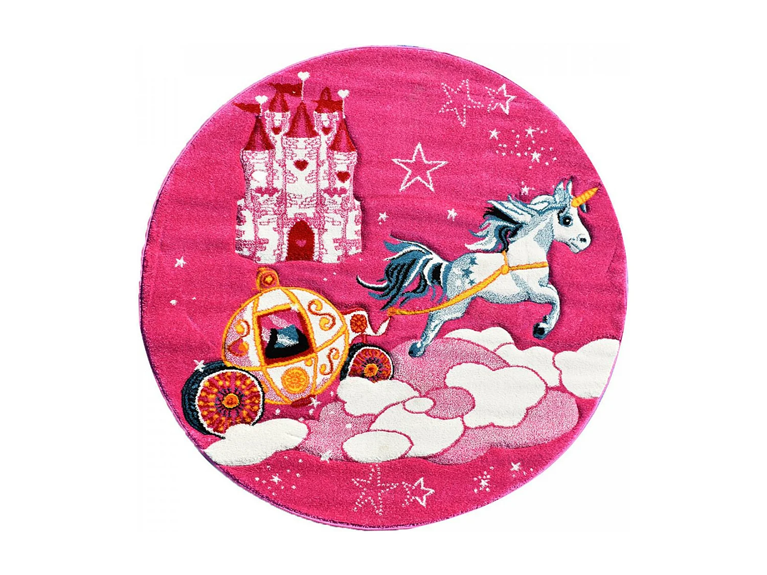 Tapis enfant Ø140cm rond tissé rose motif animaux LYN8 CHATOLI