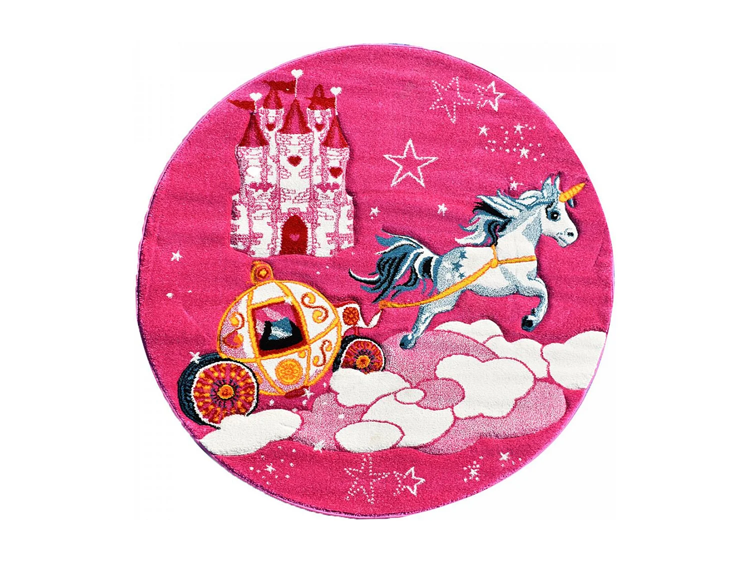 Tappeto per bambini Ø140 cm rotondo intrecciato rosa con motivo animale CHATOLI