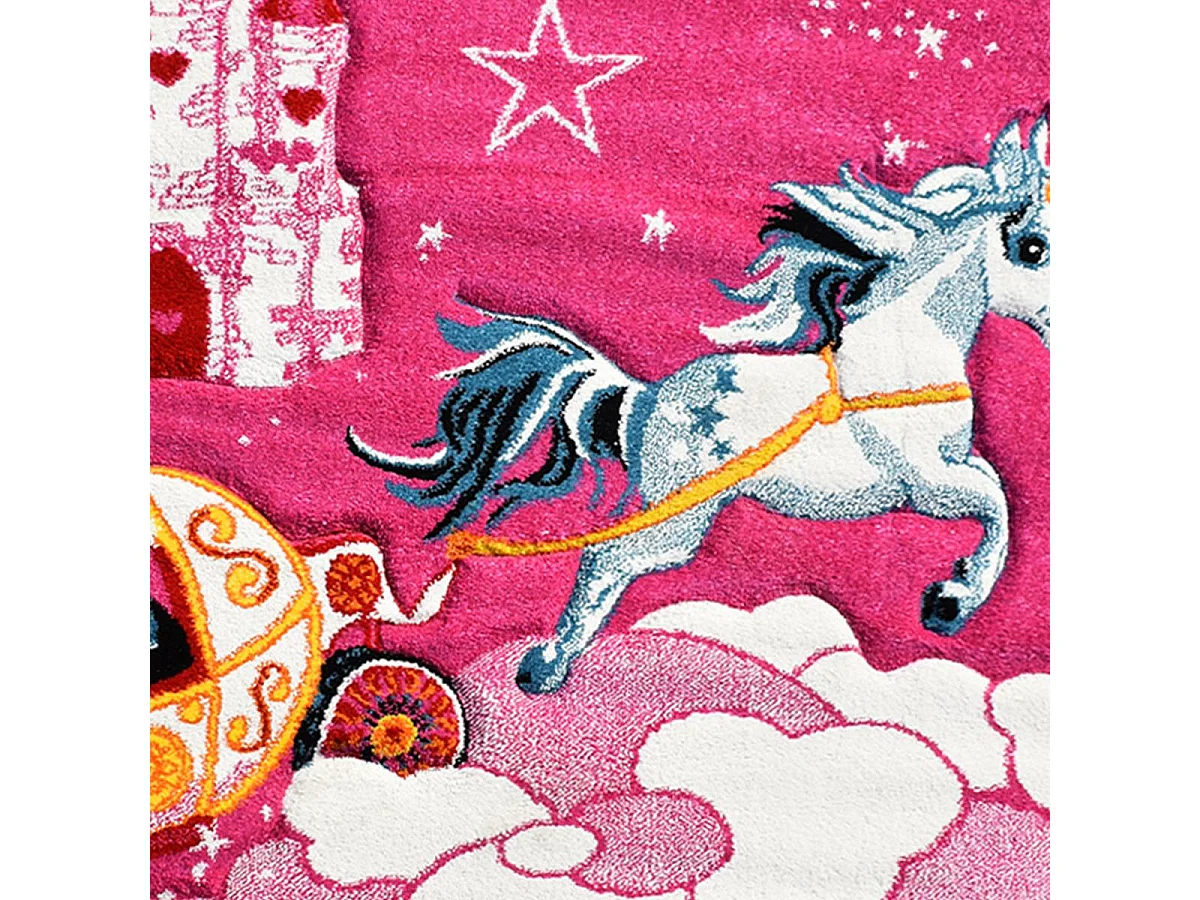 Tappeto per bambini Ø140 cm rotondo intrecciato rosa con motivo animale CHATOLI