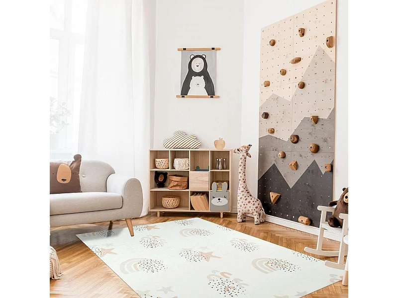 Tapis enfant 80x150 rectangle tissé crème ARCENCIEL