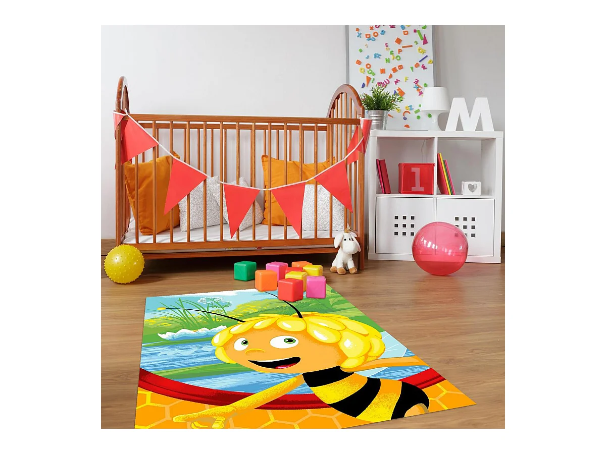 Tapis enfant 95x133 rectangle tissé multicolore MAYA B