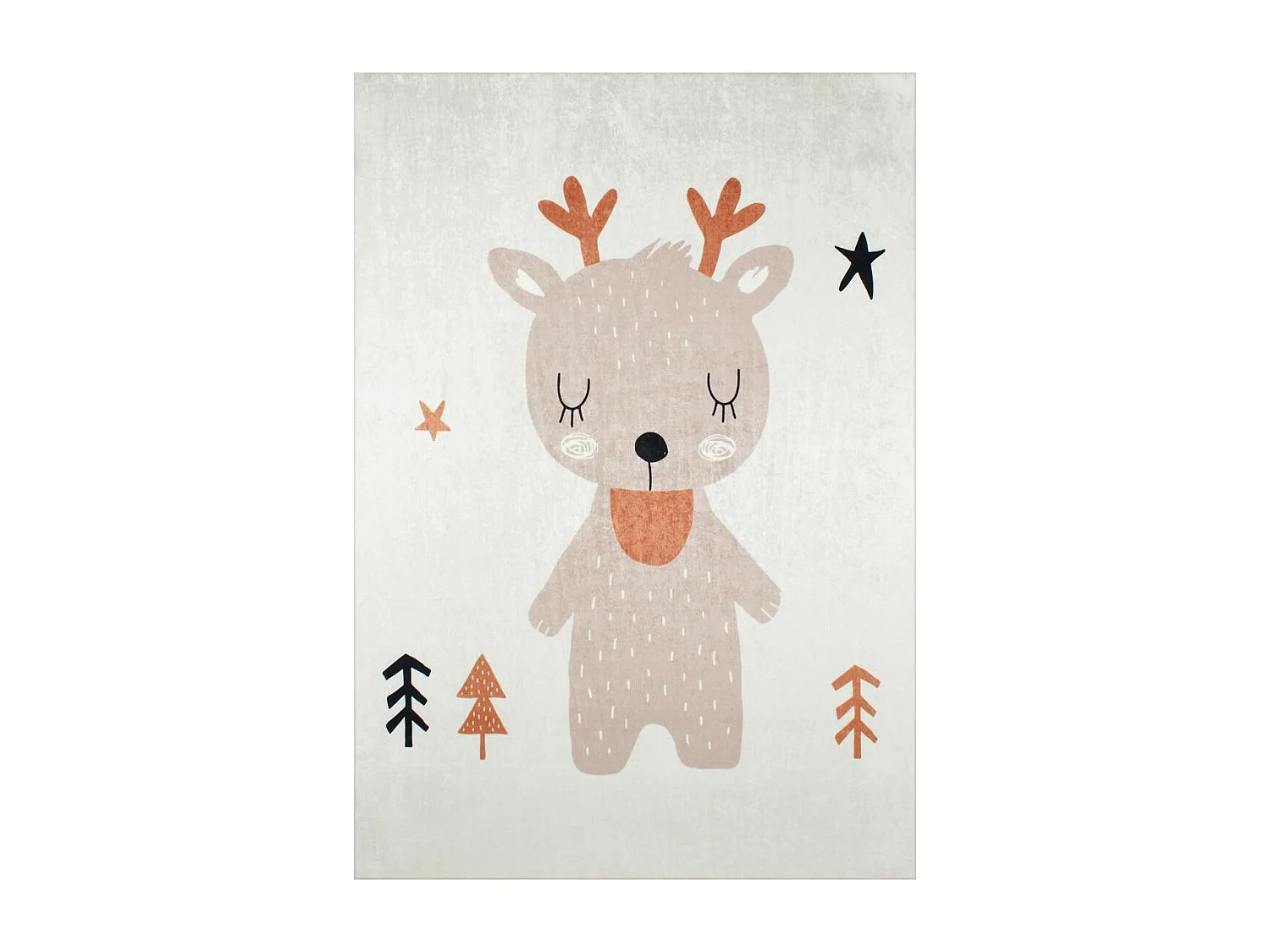 Tapis enfant 120x160 rectangle tissé marron motif animaux RENNE