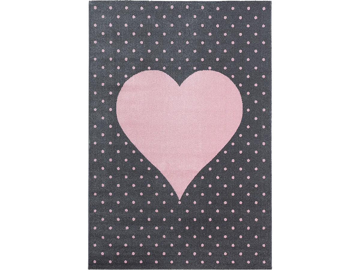 Tapis enfant 80x150 rectangle tissé rose et gris PINKAR