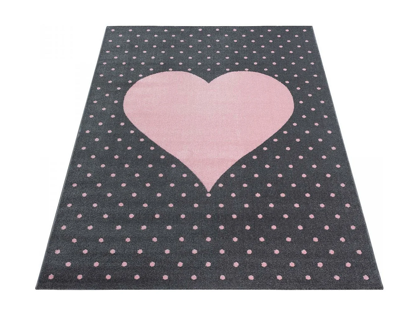 Tapis enfant 80x150 rectangle tissé rose et gris PINKAR