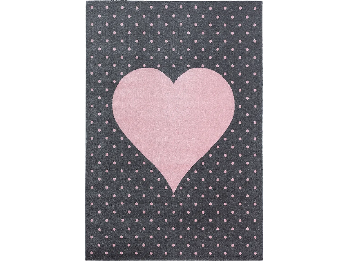 Tapis enfant 80x150 rectangle tissé rose et gris PINKAR