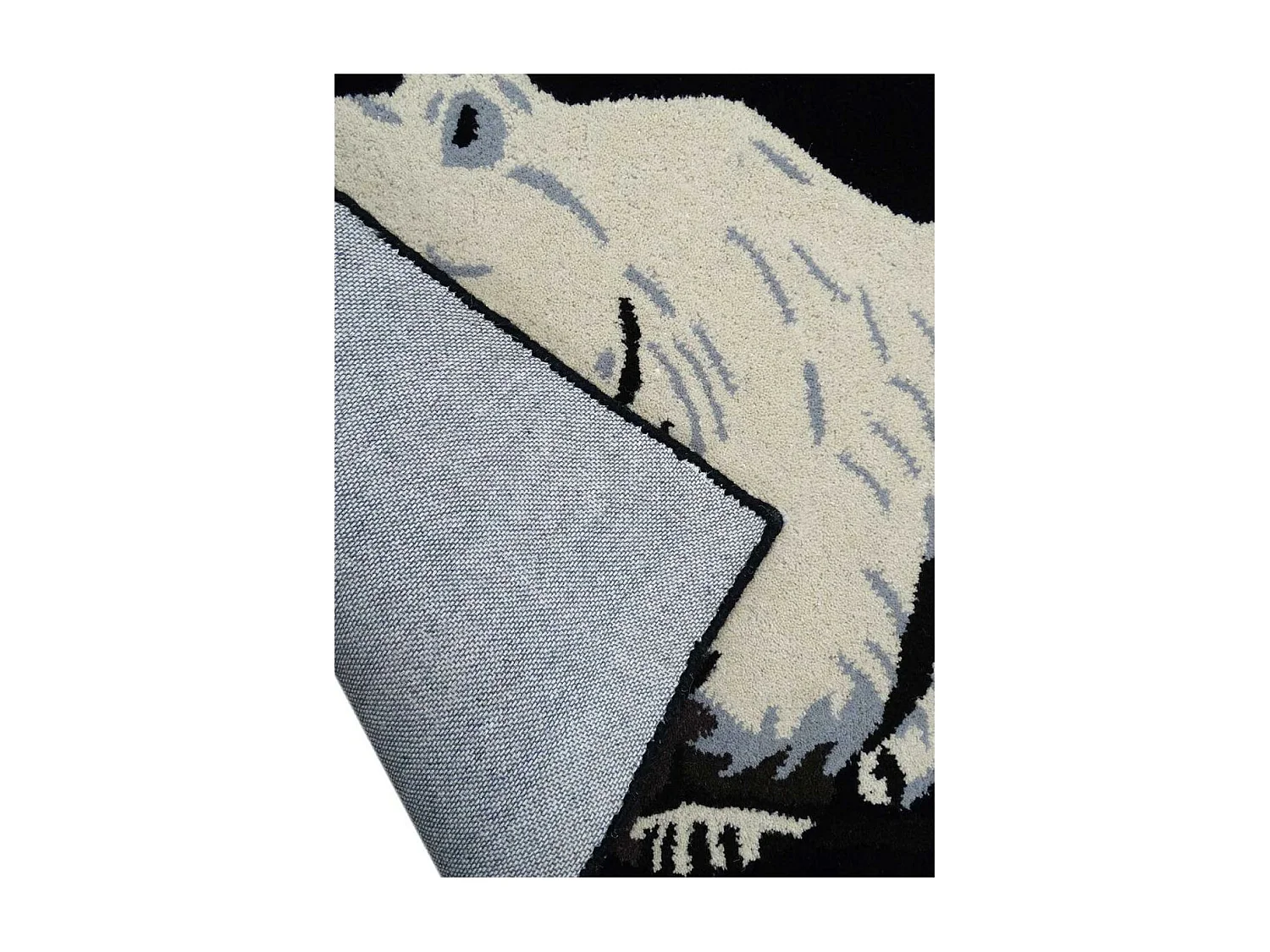 Tapis enfant 60x90 rectangle fait main en laine beige OURS