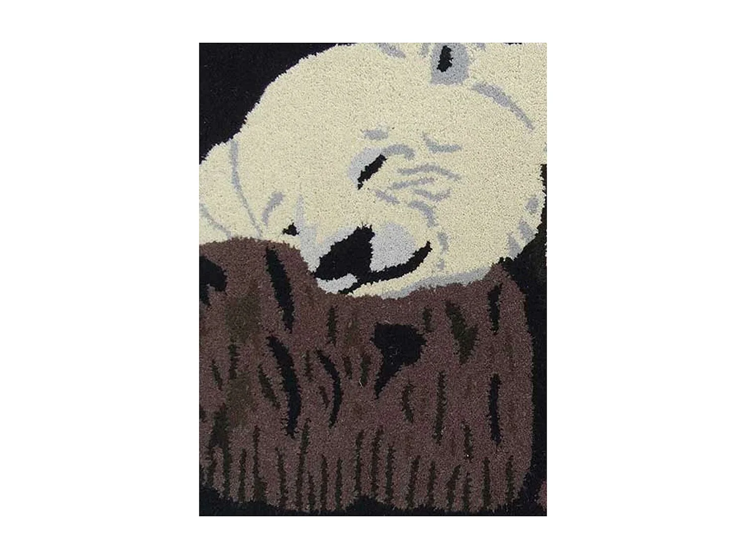 Tapis enfant 60x90 rectangle fait main en laine beige OURS