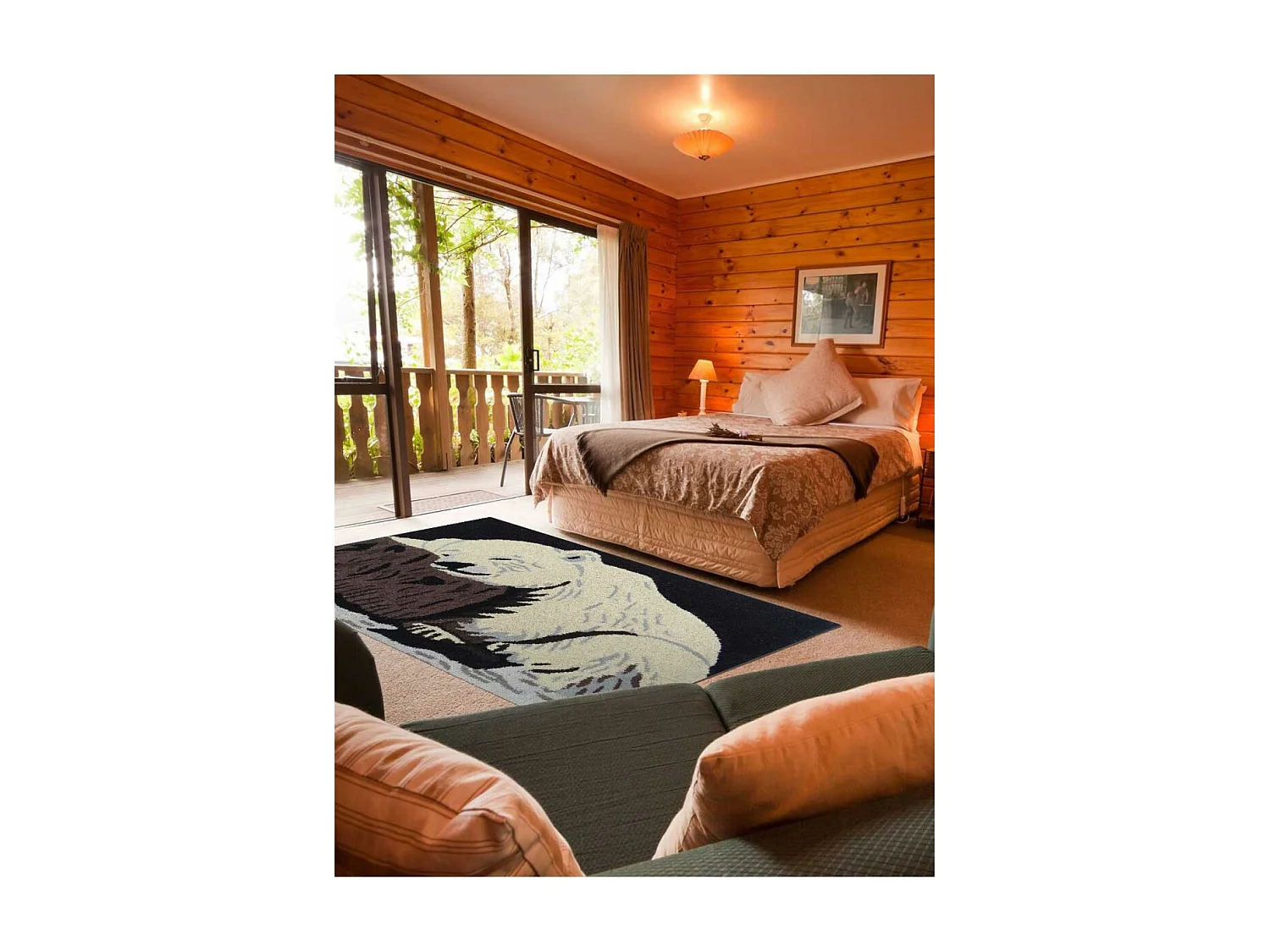 Tapis enfant 60x90 rectangle fait main en laine beige OURS