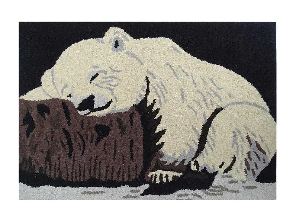 Tappeto per bambini 60x90 rettangolo realizzato a mano in lana beige BEAR