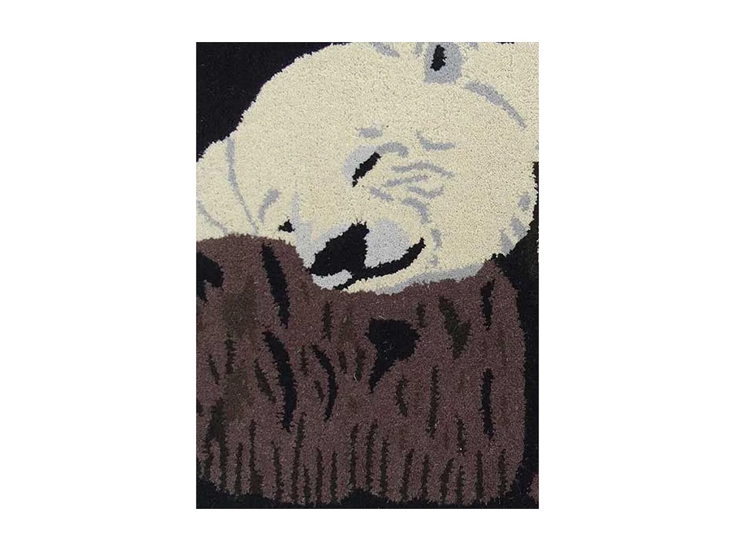 Tapis enfant 60x90 rectangle fait main en laine beige OURS