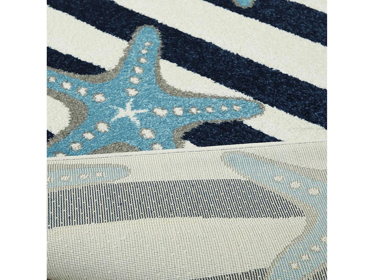 Tapis enfant 80x213 tissé crème et bleu motif géométrique NOURNA 4