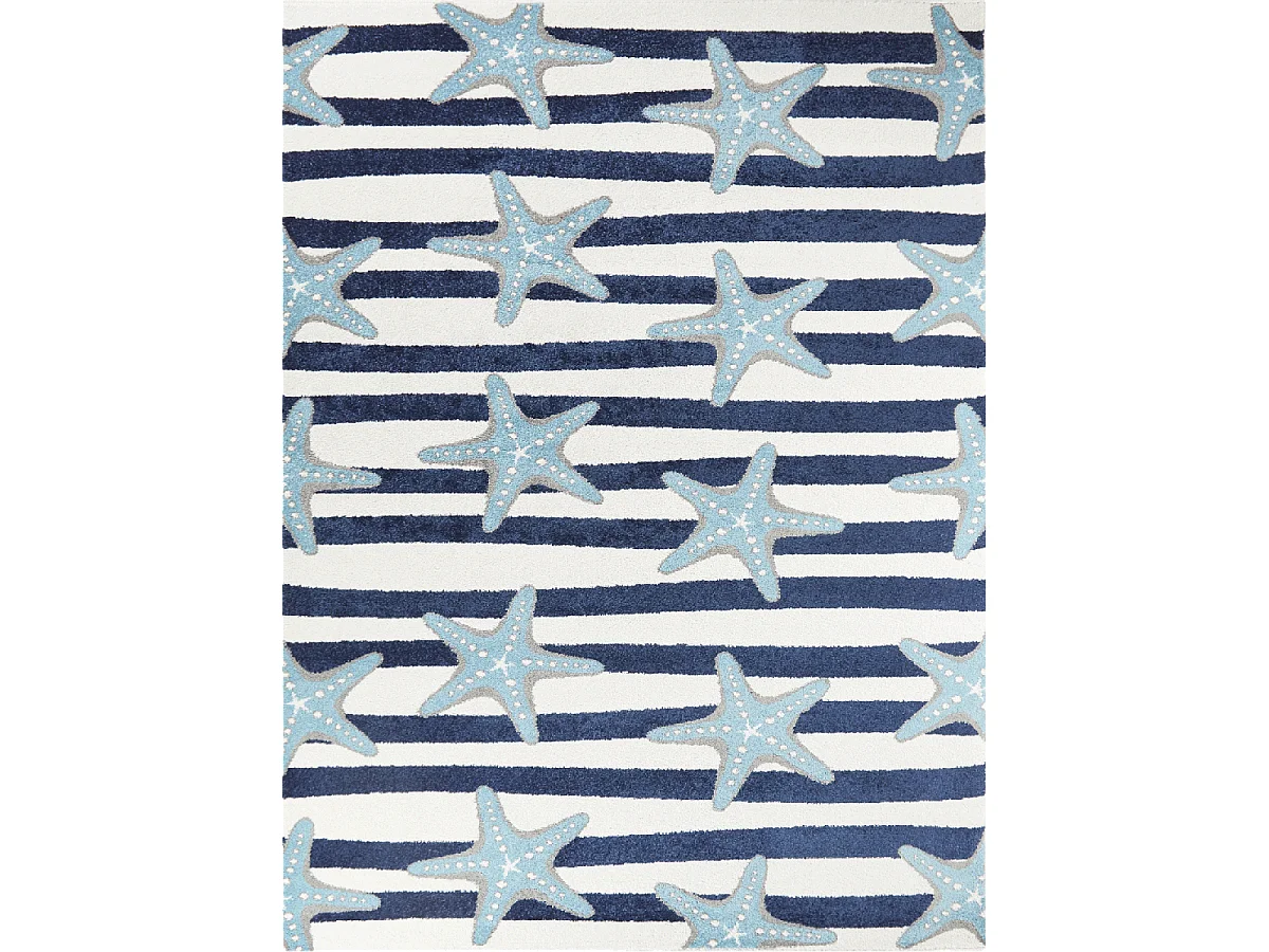 Tapis enfant 80x213 tissé crème et bleu motif géométrique NOURNA 4