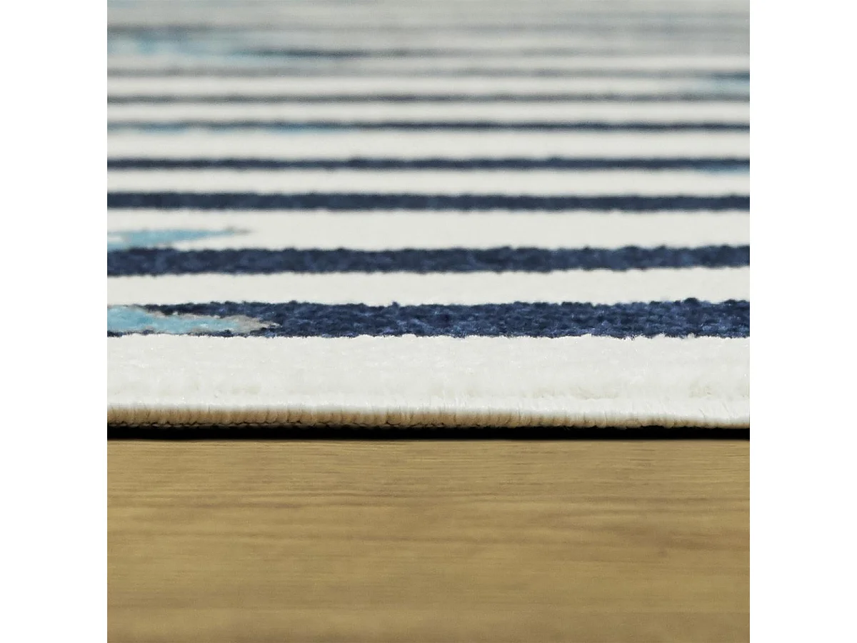 Tapis enfant 80x213 tissé crème et bleu motif géométrique NOURNA 4