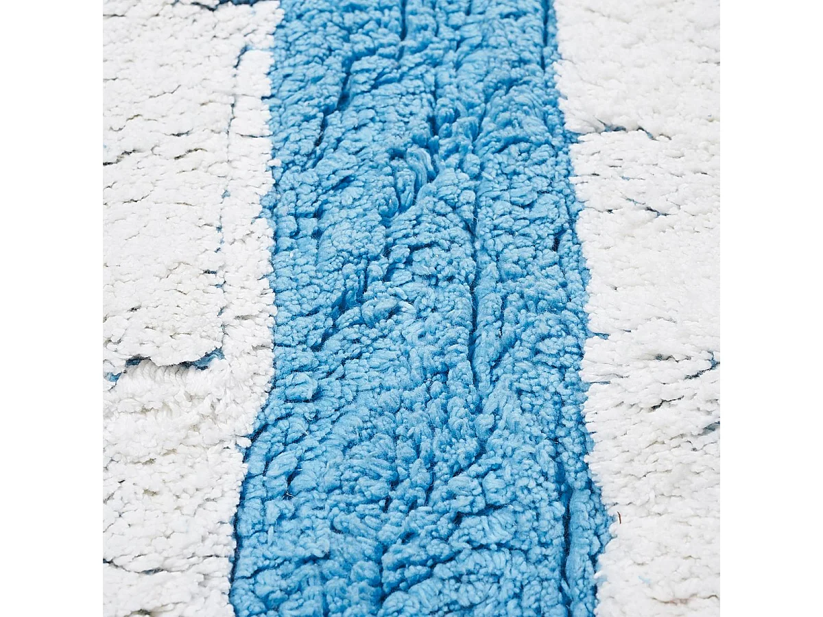 Tapis enfant 124x167 fait main en coton bleu et blanc DRAPA