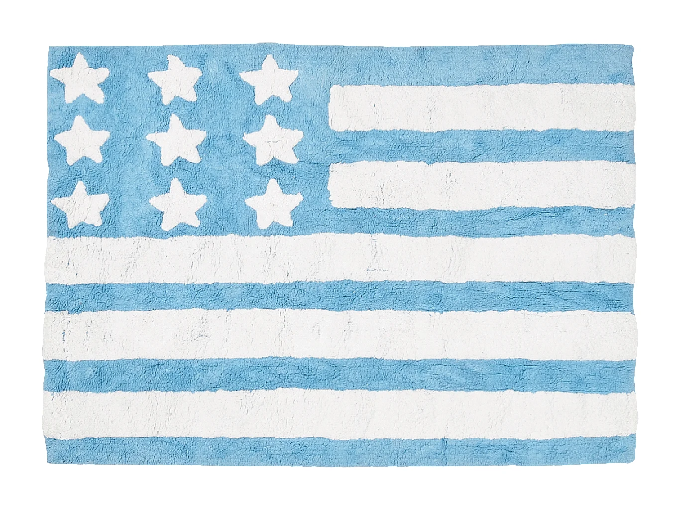 Tapis enfant 124x167 fait main en coton bleu et blanc DRAPA