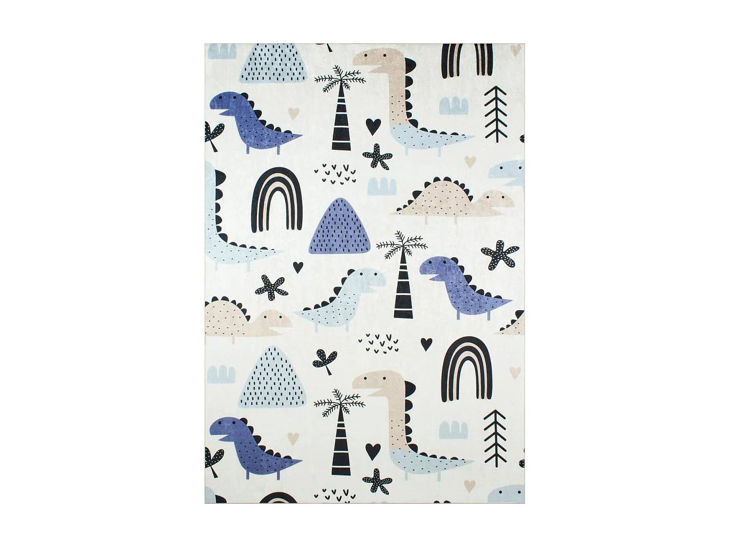 Tapis enfant 120x160 tissé bleu et crème motif animaux DINO