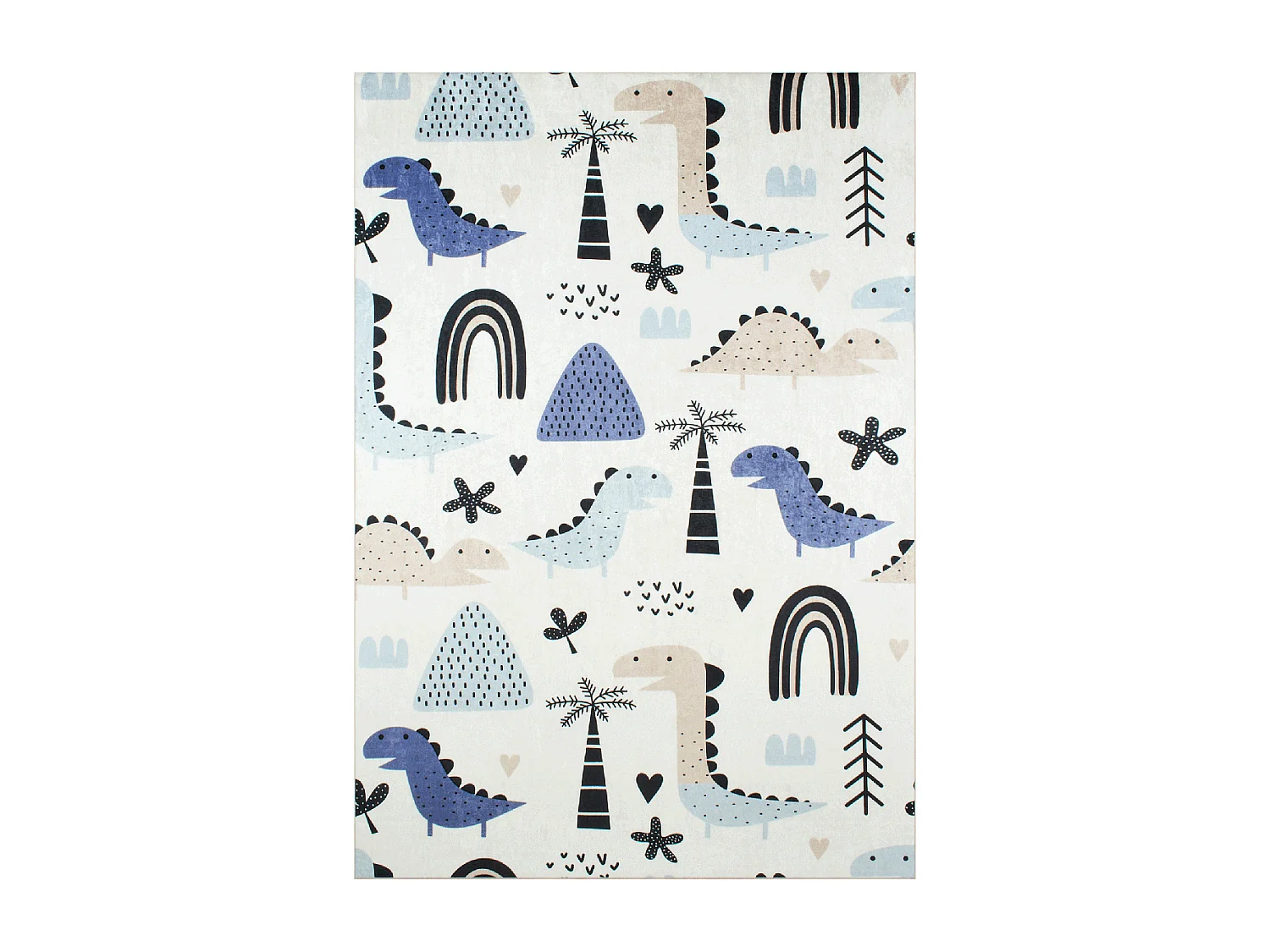 Tapis enfant 120x160 tissé bleu et crème motif animaux DINO